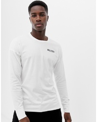 T-shirt à manche longue imprimé blanc et noir Hollister