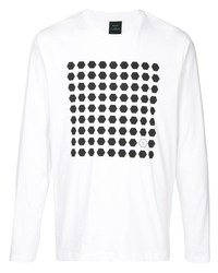 T-shirt à manche longue imprimé blanc et noir Kent & Curwen