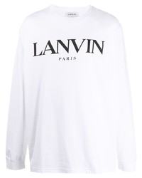 T-shirt à manche longue imprimé blanc et noir Lanvin
