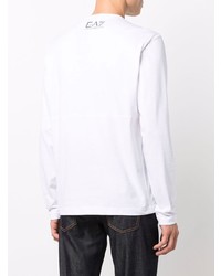 T-shirt à manche longue imprimé blanc et noir Ea7 Emporio Armani