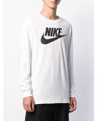 T-shirt à manche longue imprimé blanc et noir Nike