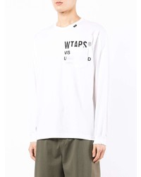 T-shirt à manche longue imprimé blanc et noir WTAPS