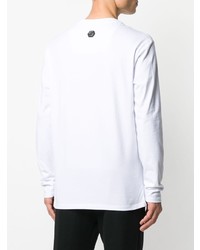 T-shirt à manche longue imprimé blanc et noir Philipp Plein
