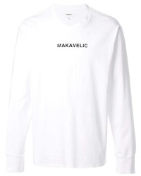 T-shirt à manche longue imprimé blanc et noir Makavelic