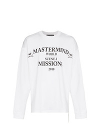 T-shirt à manche longue imprimé blanc et noir Mastermind Japan