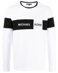 T-shirt à manche longue imprimé blanc et noir Michael Kors