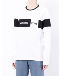 T-shirt à manche longue imprimé blanc et noir Michael Kors