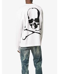 T-shirt à manche longue imprimé blanc et noir Mastermind Japan