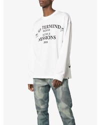 T-shirt à manche longue imprimé blanc et noir Mastermind Japan