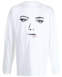 T-shirt à manche longue imprimé blanc et noir Off-White