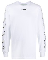 T-shirt à manche longue imprimé blanc et noir Off-White