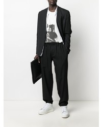 T-shirt à manche longue imprimé blanc et noir Yohji Yamamoto