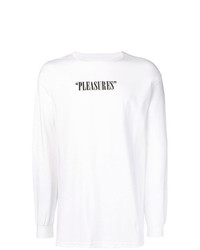 T-shirt à manche longue imprimé blanc et noir Pleasures