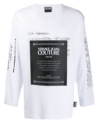 T-shirt à manche longue imprimé blanc et noir VERSACE JEANS COUTURE