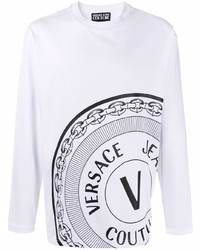 T-shirt à manche longue imprimé blanc et noir VERSACE JEANS COUTURE
