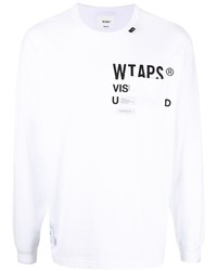 T-shirt à manche longue imprimé blanc et noir WTAPS