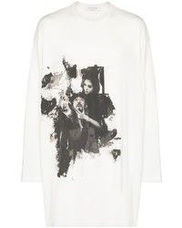 T-shirt à manche longue imprimé blanc et noir Yohji Yamamoto