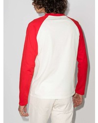 T-shirt à manche longue imprimé blanc et rouge DUOltd