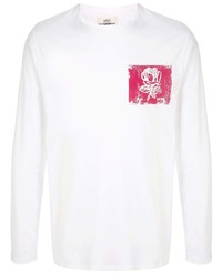 T-shirt à manche longue imprimé blanc et rouge Kent & Curwen