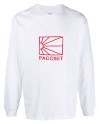 T-shirt à manche longue imprimé blanc et rouge PACCBET