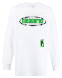 T-shirt à manche longue imprimé blanc et vert Pleasures
