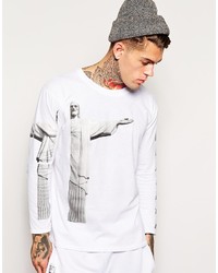 T-shirt à manche longue imprimé blanc Hype