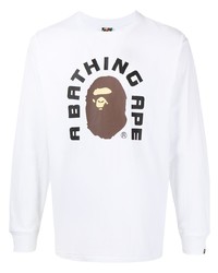 T-shirt à manche longue imprimé blanc A Bathing Ape