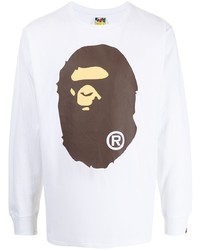 T-shirt à manche longue imprimé blanc A Bathing Ape