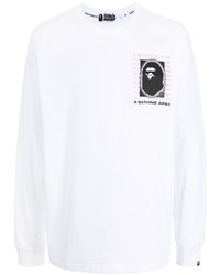 T-shirt à manche longue imprimé blanc A Bathing Ape