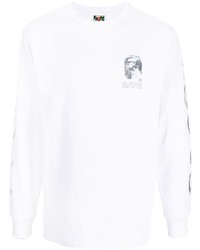 T-shirt à manche longue imprimé blanc A Bathing Ape