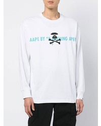 T-shirt à manche longue imprimé blanc AAPE BY A BATHING APE