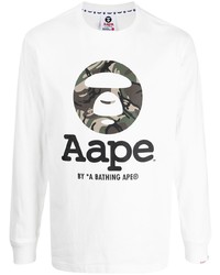 T-shirt à manche longue imprimé blanc AAPE BY A BATHING APE