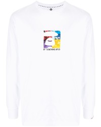 T-shirt à manche longue imprimé blanc AAPE BY A BATHING APE