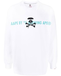 T-shirt à manche longue imprimé blanc AAPE BY A BATHING APE