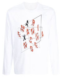 T-shirt à manche longue imprimé blanc Armani Exchange