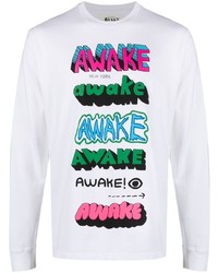 T-shirt à manche longue imprimé blanc Awake NY