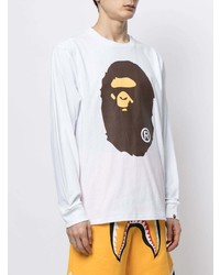 T-shirt à manche longue imprimé blanc A Bathing Ape