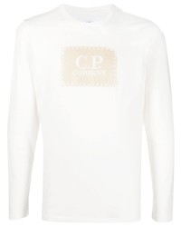 T-shirt à manche longue imprimé blanc C.P. Company