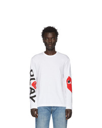 T-shirt à manche longue imprimé blanc Comme Des Garcons Play