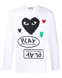 T-shirt à manche longue imprimé blanc Comme Des Garcons Play