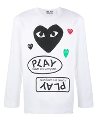 T-shirt à manche longue imprimé blanc Comme Des Garcons Play