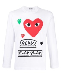 T-shirt à manche longue imprimé blanc Comme Des Garcons Play