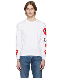 T-shirt à manche longue imprimé blanc Comme Des Garcons Play