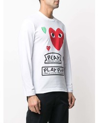 T-shirt à manche longue imprimé blanc Comme Des Garcons Play