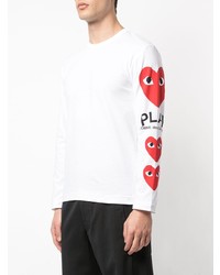 T-shirt à manche longue imprimé blanc Comme Des Garcons Play