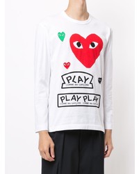 T-shirt à manche longue imprimé blanc Comme Des Garcons Play