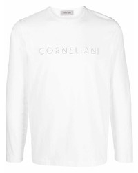 T-shirt à manche longue imprimé blanc Corneliani