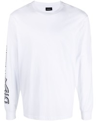 T-shirt à manche longue imprimé blanc Diesel