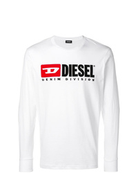 T-shirt à manche longue imprimé blanc Diesel