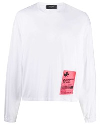 T-shirt à manche longue imprimé blanc DSQUARED2